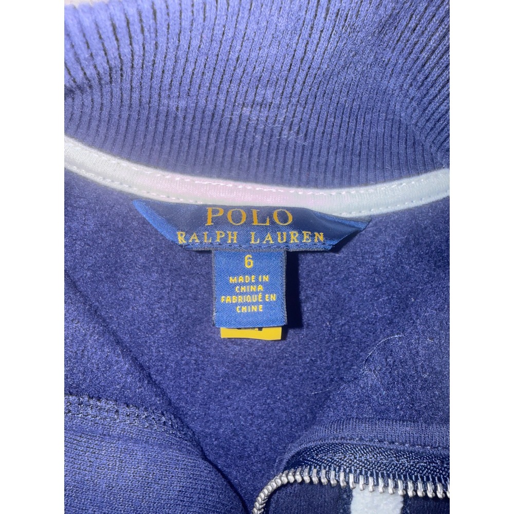 Polo‎ Ralph Lauren Kids Navy Blue Quarter Zip Chenille P Patch Sweatshirt Size 6 - Picture 5 of 6